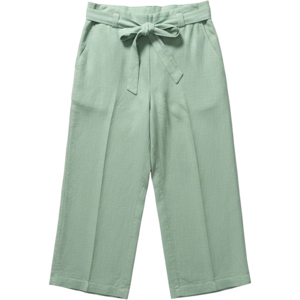 Bryn Walker Sage Green 100% Linen Wide Leg Tie Waist Cropped Pants Womens XL